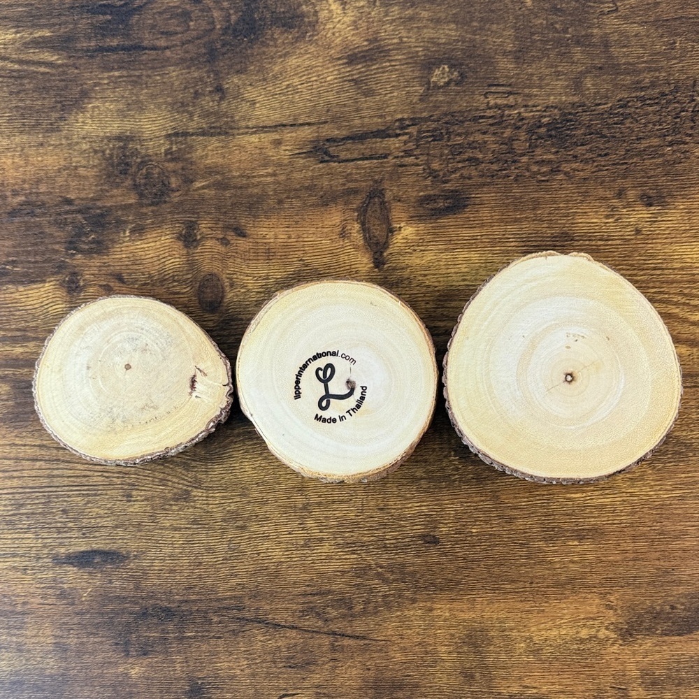 Natural Wood Coasters Set Of 3